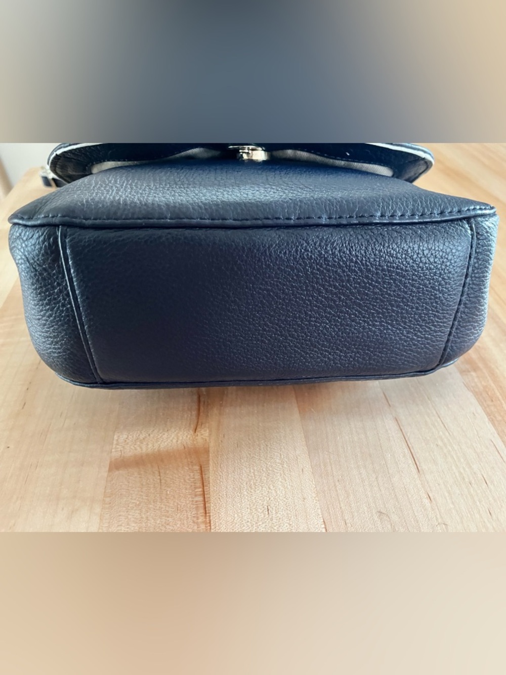 Talbots Navy Pebbled Leather Crossbody Bag with Gold Accent - Picture 7 of 11